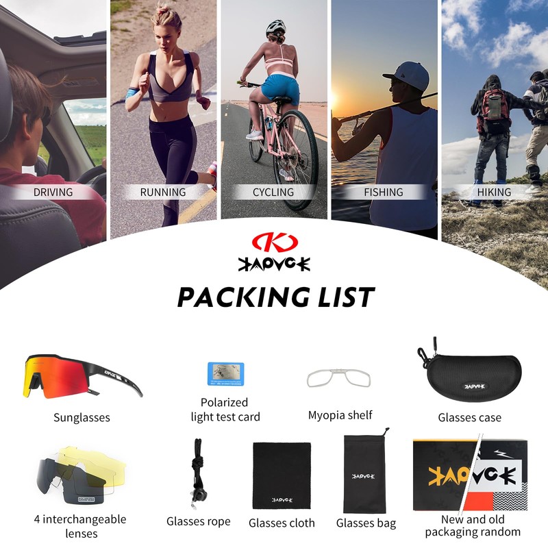 KAPVOE Cycling Glasses Polarized Mountain Bike Sunglasses Women Men MTB