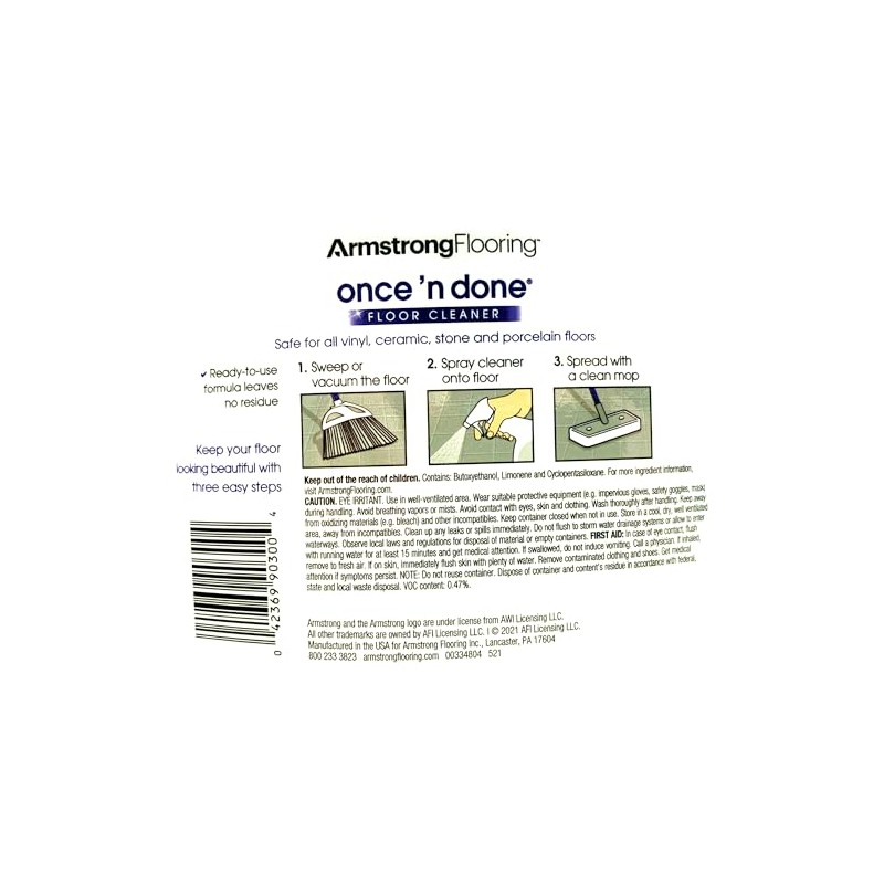 Armstrong Flooring S-334 Once'n Done Resilient and Ceramic Floor Cleaner