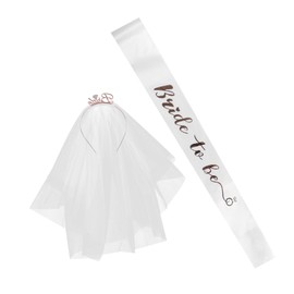 Ipetboom Chic Satin Sash Headband Veil for Bachelorette Party Engagement Events Lightweight Comfortable for Bride Celebrations