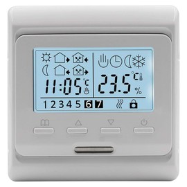 Heschen LCD Digital Weekly Programming Thermostat, HS-E806, 230 VAC 3 Amp, Regulator for Underfloor Heating Thermostats, Suitable for Water Heating Systems