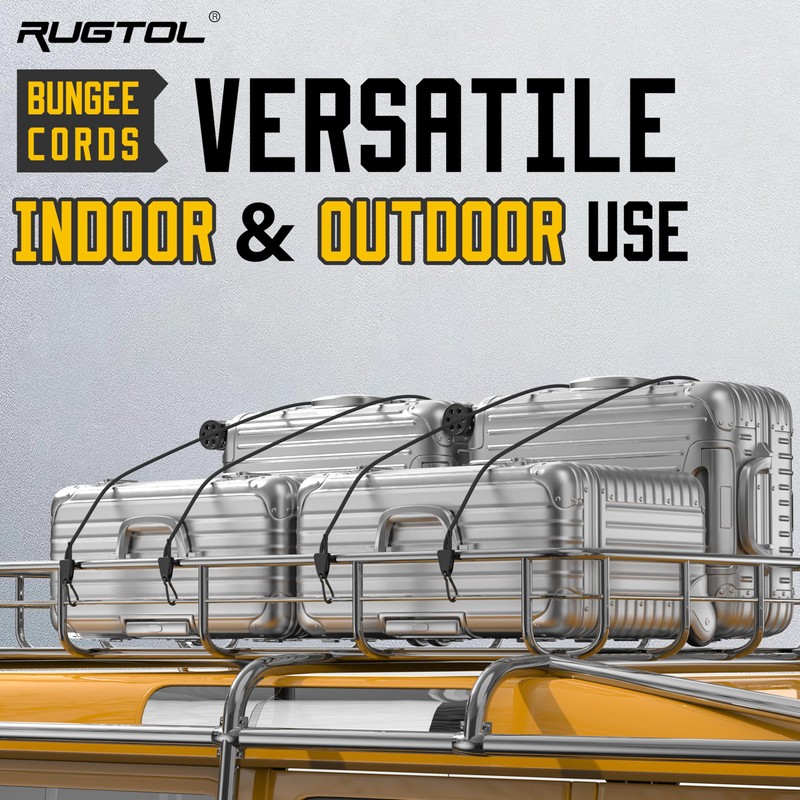 Rugtol Adjustable Bungee Cords with Hooks, 6 Pack Heavy Duty