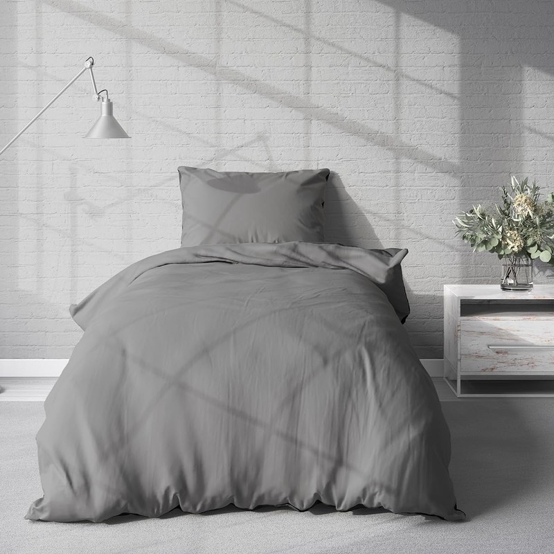 Visaggio Reversible Microfibre Bed Linen 135 x 200 cm Grey