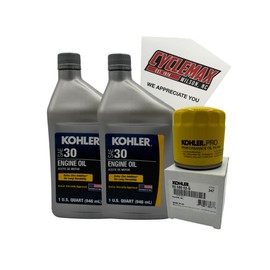 Cyclemax SAE 30 Engine Oil Change Kit compatible with Kohler Lawnmower Engines