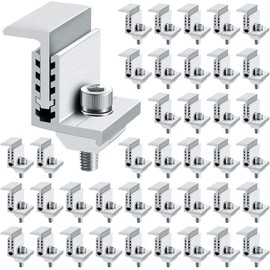 Zhengmy 10 Solar Panel End Clamp Mounting Z Bracket Mid Clamps Aluminum Rail End Clamps Clips Adjustable Panels Grounding Gutter Kit for Pv Mounting System Install Hardware Fasteners Accessory