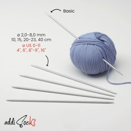 Addi AD2017040-2.50 2.50 Aluminium Knitting Needles Pearl Grey 2.5mm / 40cm 5