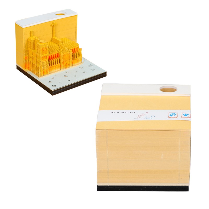 3D Paper Art Notepad Church Sculpture Themed Paper Carving Art
