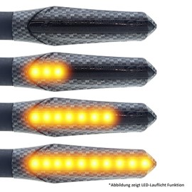 Area1 Motorcycle LED Indicator E-Approved Carbon Running Light Effect M8 Set (2 Pieces) + 2 Pin LED Indicator Relay. Compatible with Mondial