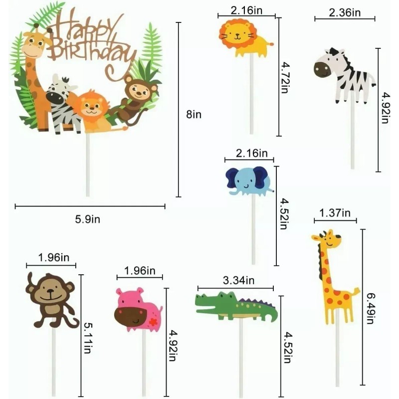 CONEJO MODA Decoración Pastel La Selva Animales Letrero Feliz Cumpleaño