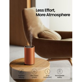 Waterless Essential Oil Diffuser, Rechargeable Car Scent Diffuser, Orange