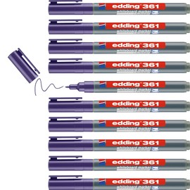 edding 361 whiteboard marker - violet - 10 whiteboard pens - round tip 1 mm - whiteboard pen dry wipe - for whiteboards, flipcharts, pinboards, magnetic and memo boards - sketchnotes