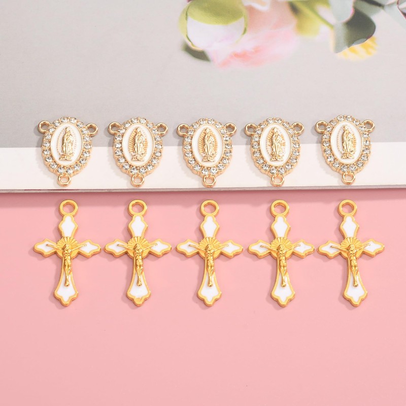 Jiali Q 60pcs Rosary Making Kit, Gold Tone Religious Jewelry