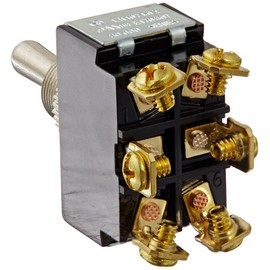 NSI 78260TS Toggle Switch, Maintained Contact and Multiple Pole, On-Off-On Circuit Function, DPDT, Brass/Nickel Actuator, 15/10 amps at 125/250 VAC, Screws Connection