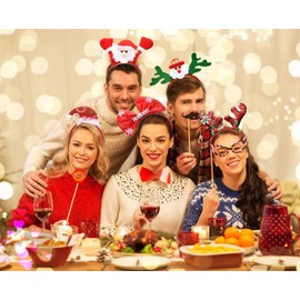 Unning 12 Pack Christmas Headbands,Reindeer Antlers Xmas Tree Santa Hat Headband for Christmas Holiday Party Favors Party Accessories for Kids Adults