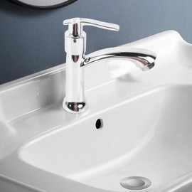 Bathroom Faucet, Only Wearresistant Watersaving Cold Water Faucet for Hotel with Male 3/8" - Female 1/2" Adapter(Drain not Included)