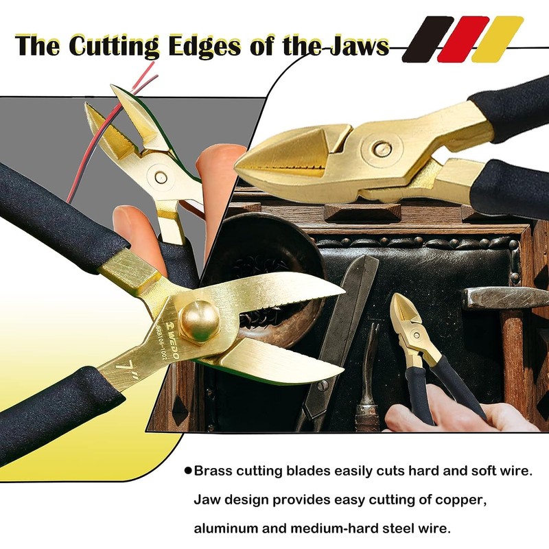 WEDO Brass Diagonal Cutting Pliers 7", Side Cutting Pliers, Side