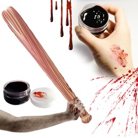 AOVNA 3pcs Adults Zombie Killer Costume Inflatable Baseball Bat Red Tie Fake Blood Gel for Robber Outfit Fancy Dress Up Party