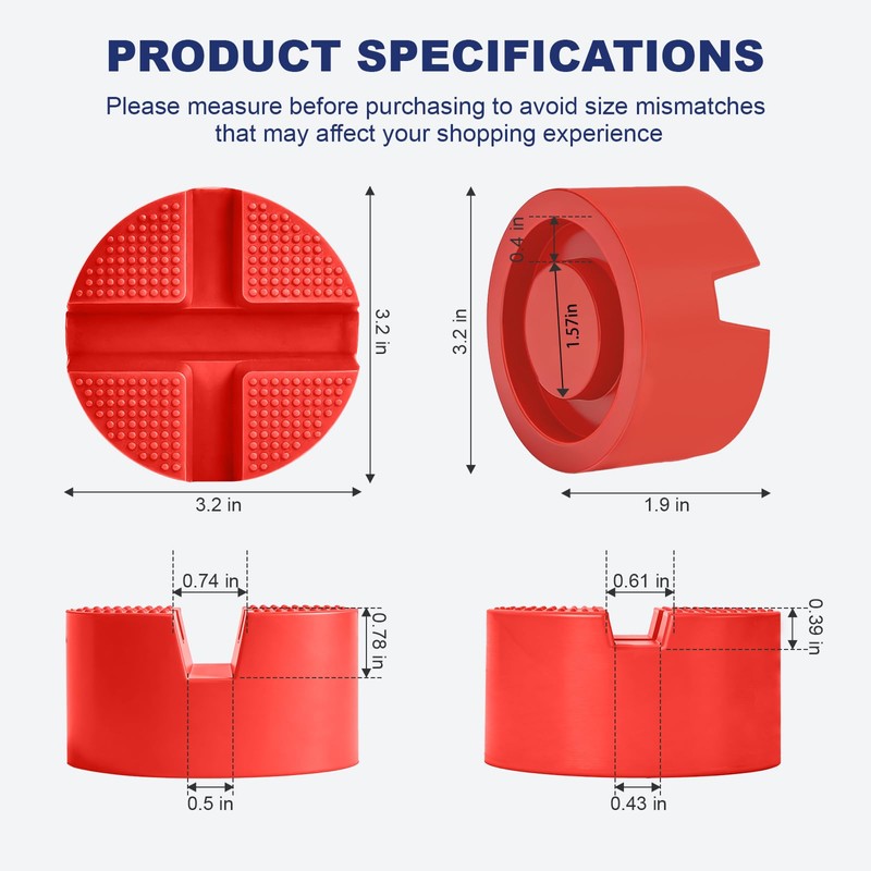 Pinch Weld Jack Pad,Two Depths X-Grooves Universal Floor Jack Pad
