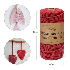 OurTop Premium Macrame Yarn Set of 3, 3 mm x 100 m Macrame Cord, Macrame Cord, Yarn for DIY Crafts, Weaving Decoration, Hanging Plant Hanger (Blush, Red, Burgundy)