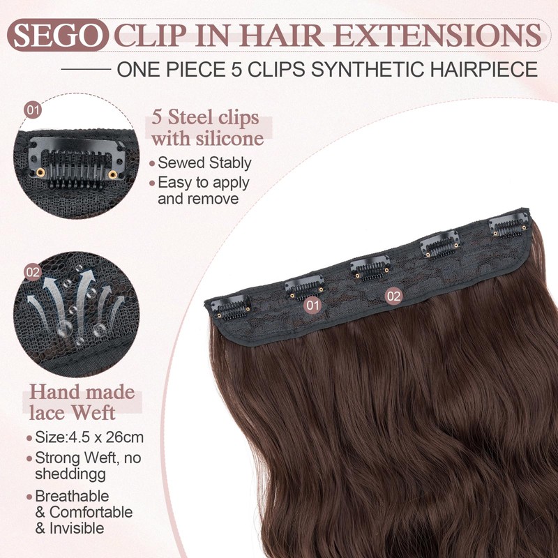 SEGO 3/4 Full Head Clip in Hair Extensions Long Wavy