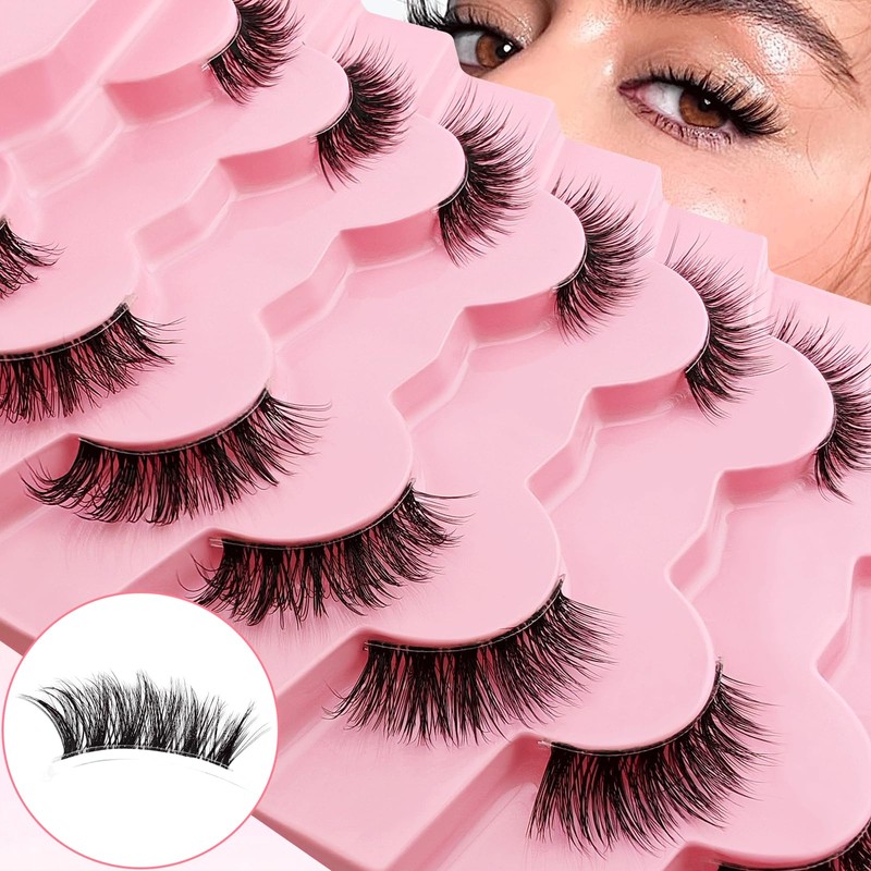7P-CZ-A06 Clear Band Half Eyelashes, Cat Eye, 15 mm Short