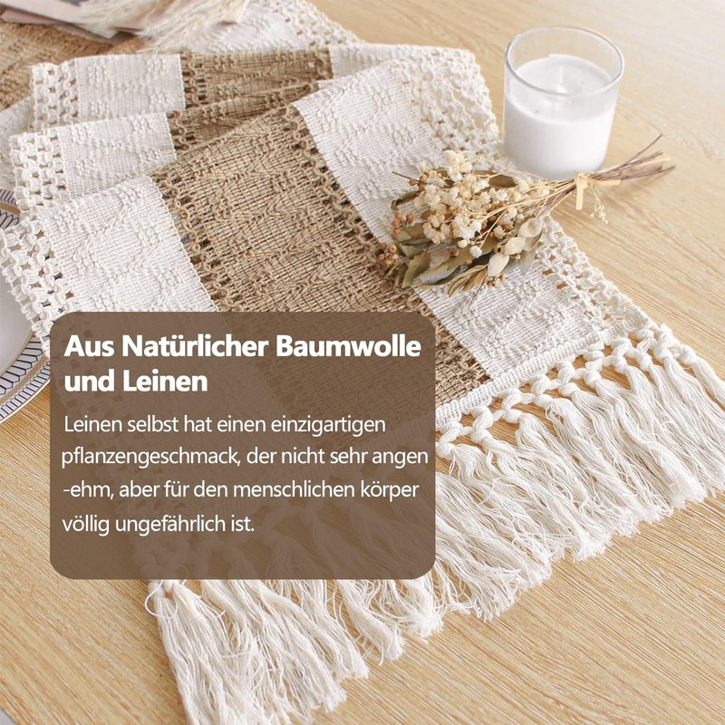 Macrame Table Runner, 30 x 120 cm, Tassels Table Runner,