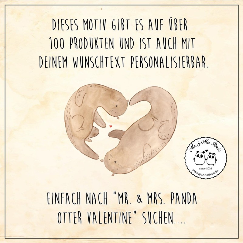 Mr. & Mrs. Panda Weißwein Glas Otter Valentine - Geschenk,