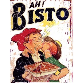 small AH BISTO METAL WALL SIGN RETRO VINTAGE STYLE 15x20cm coffee shop kitchen bar pub wall art office games room home cinema cafe fast food