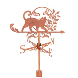 SUPERDANT Cat and Butterfly Weather Vane Flowers Metal Weathervane Animals Windvanes Copper Weathercock Decorative Wind Direction Signs for Farmhouse Sheds Outdoor Garden Lawn Roof Paddock Decor