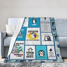 Cute Penguin Throw Blanket Penguin Decor Animal Throw Blanket Penguin Gifts for Girls Boys Kids Lightweight Flannel Throw Blanket Soft Cozy Throw Sofa Bed Blanket for Kids Adults Women Lover 40"X50"