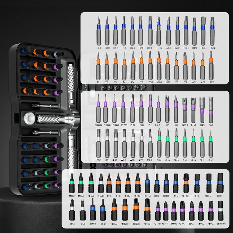 AXIDA 115 in 1 Ratchet Screwdriver Set, Magnetic Screwdriver sets,