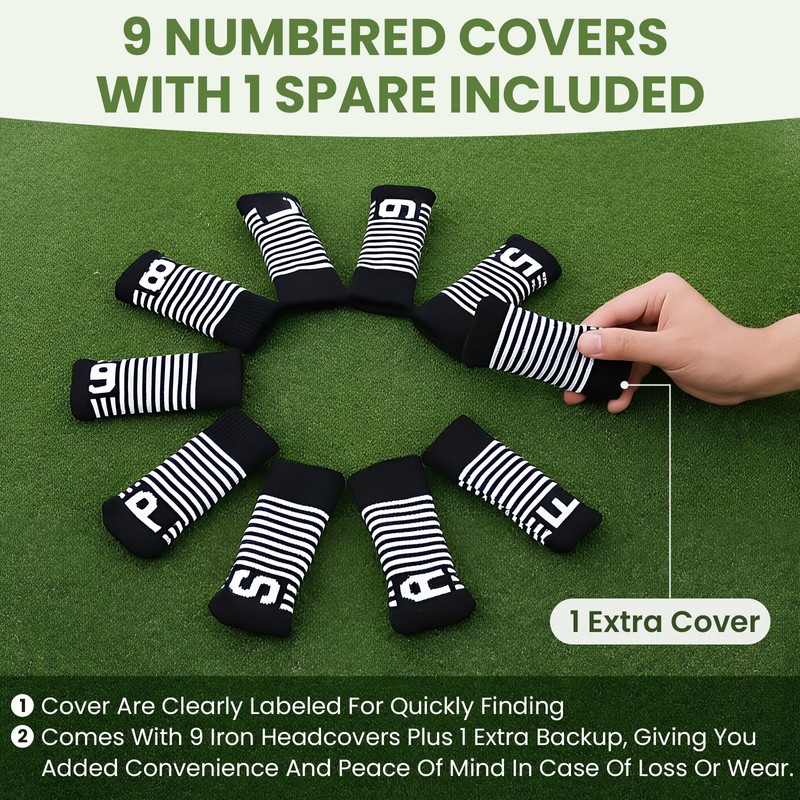 Gkandi Golf Iron Head Covers Value 10 Pack Stripes Knit