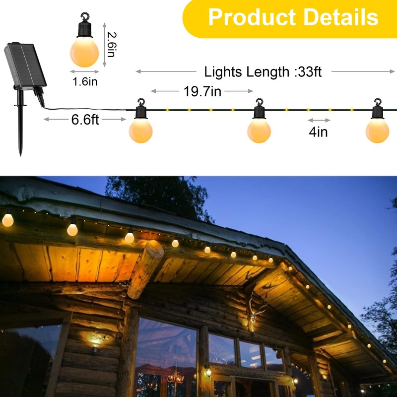 Solar String Lights Outdoor with Remote Waterproof 33 Feet 100