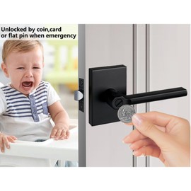 NEWBANG Long Plate Black Door Lever for Bedroom & Bathroom with Solid Handle,Privacy Door Lever in Matte Black,6P