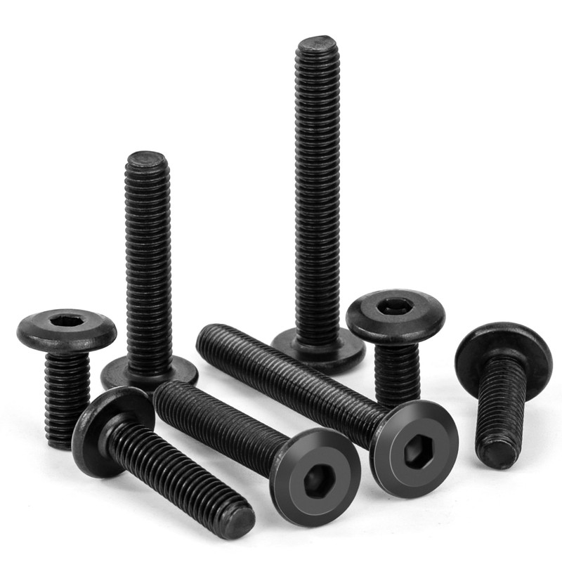 Tunejoy Flat Head Screws Black M5 x 16 mm Flat