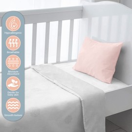 Pizuna Cotton Light Pink Pillow Cases 33x46cm For Babies, 2pc 400 Thread Count 100% Long Staple Cotton Highly Breathable Sateen Weave Baby Crib Pillow Cases For Girls And Boys By