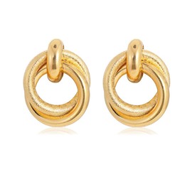 Gold Geometric Statement Earrings Gold Knot Earrings for Women Jewelry Chunky Dangle Drop Earrings (A)