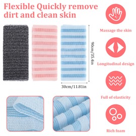 3 Stück Peeling-Waschlappen Rückenschrubber Rückenbürste Luffa-Schwamm Körper- und Rückenschrubber Peeling Schwamm Peelinghandschuh für Männer und Frauen Body Scrubber (Schwarz+Rosa+Blau)