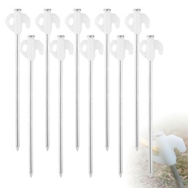 Pack of 10 Camping Pegs, 20 cm Fluorescent Tent Pegs, Stable Pegs, Fluorescent Steel Nails, Camping Accessories, Suitable for Building Tents and Canopies (A)