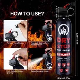 Dry Stop Fire Extinguisher Spray - 2 Packs Portable Fire Extinguisher with Mount for Boat Vehicle Home Car Garage Kitchen, 600g Dry Powder Fire Extinguishers for Electrical Grease Battery Fires & More