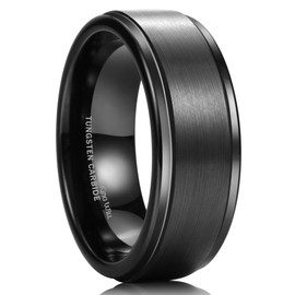 King Will Basic 8mm Black Tungsten Carbide Ring for Men Wedding Band Matte Finish Comfort Fit