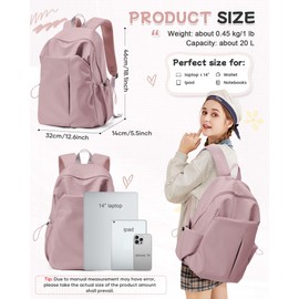 Small Pink School Backpack Women, Unisex Lightweight Backpack School Bag Water-resistant Casual Rucksack fits 14 inch Laptop for Boys Girls Men and Women Bookbag College Daypack for Teenage