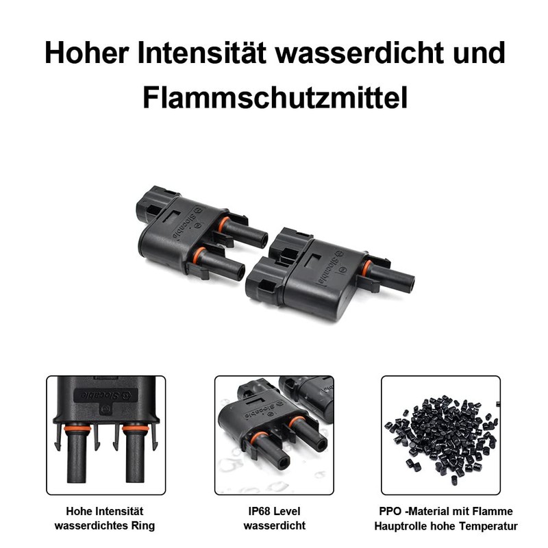 HandGold 1500V DC Solar Y Connector, 2-Way Distributor, IP68 Waterproof