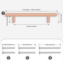 EZRENOVA 30 Pack Rose Gold Cabinet Handles and Knobs - 5 Inch (128mm) Hole Centers Solid Stainless Steel Kitchen Cabinet Hardware Pulls for Drawers, Dressers & Cabinets - Modern Cabinet Door Handles
