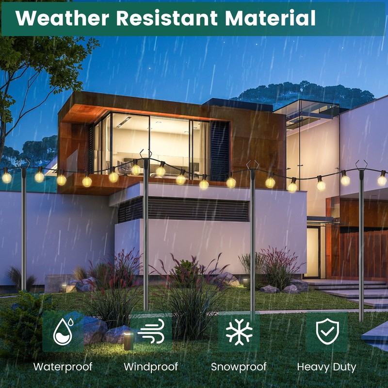 OHLUX 4 Pack 10FT String Light Poles, Outdoor Poles with