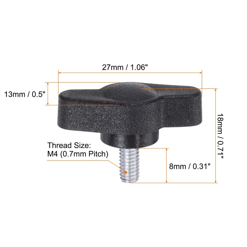 HARFINGTON 10pcs Tee Wing Knobs Thumb Screws M4 x 8mm
