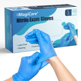 MAGICARE Blue Nitrile Exam Gloves - Disposable, Latex-Free Medical Gloves - 100 Gloves/Box (X-Large)