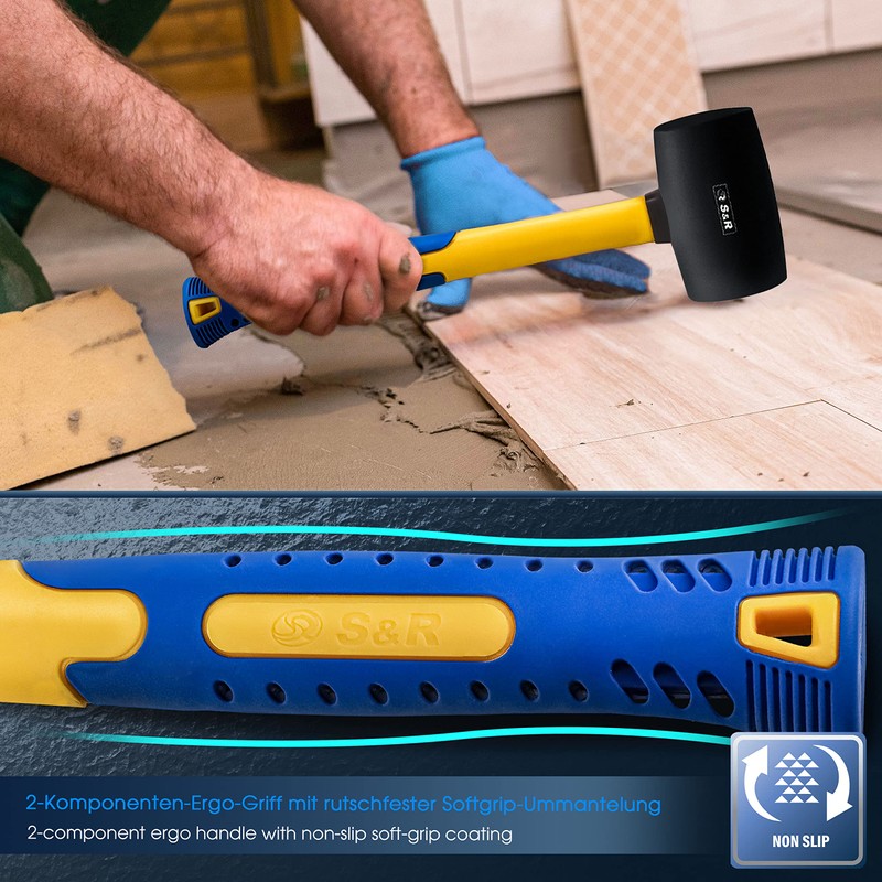 S&R Rubber Mallet Black 55 mm 450 g with Ergonomic