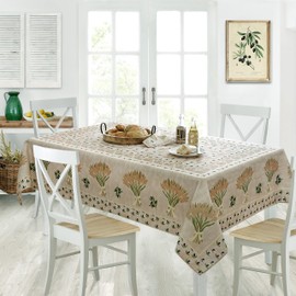 Home Bargains Plus - Mantel rectangular de tela de 60 x 120 pulgadas, estampado de trigo y olivas, para interiores y exteriores, resistente a las manchas y al agua, color Provenza