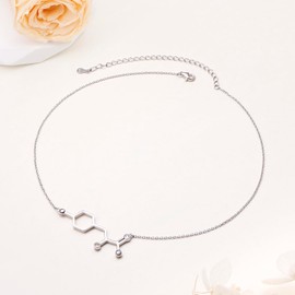 Flyow S925 Sterling Silver Amino Acid Molecule Science Pendant Necklace for Women Jewelry Gift