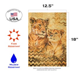 Toland Home Garden 119879 Hand Painted Lioness and Cub 12.5 x 18 Inch Decorative, Garden Flag-12.5" x18"